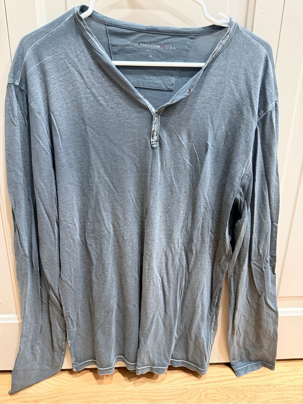 Travis Mathew Men's Long Sleeve Henley in Slate Blue